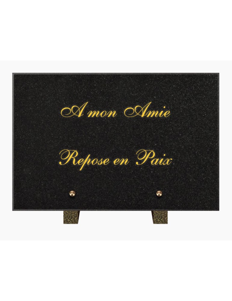 PLAQUE FUNÉRAIRE GRANIT NOIR MARLIN 20x30 SUR PIEDS TFP6021-21