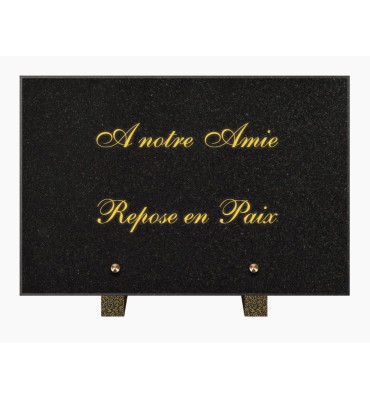 PLAQUE FUNÉRAIRE GRANIT NOIR MARLIN 20x30 SUR PIEDS TFP6022-22