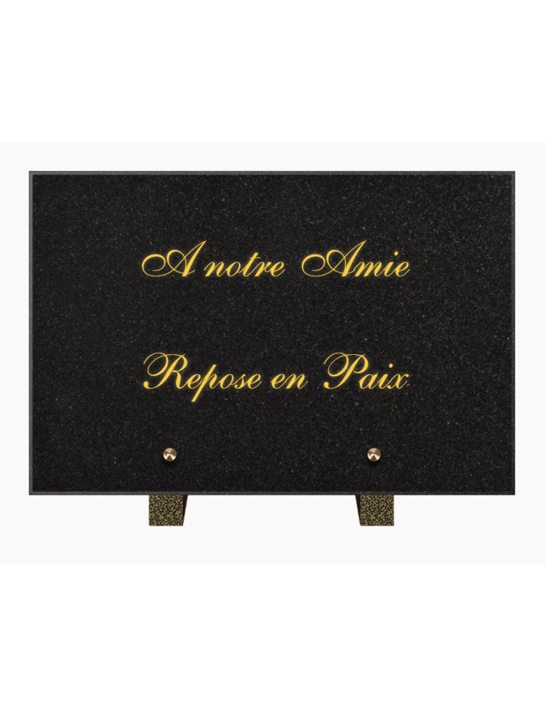 PLAQUE FUNÉRAIRE GRANIT NOIR MARLIN 20x30 SUR PIEDS TFP6022-22