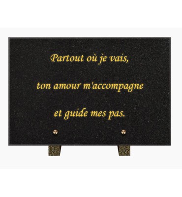 PLAQUE FUNÉRAIRE GRANIT NOIR MARLIN 20x30 SUR PIEDS TFP9001-103