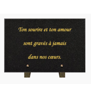 PLAQUE FUNÉRAIRE GRANIT NOIR MARLIN 20x30 SUR PIEDS TFP9001-105