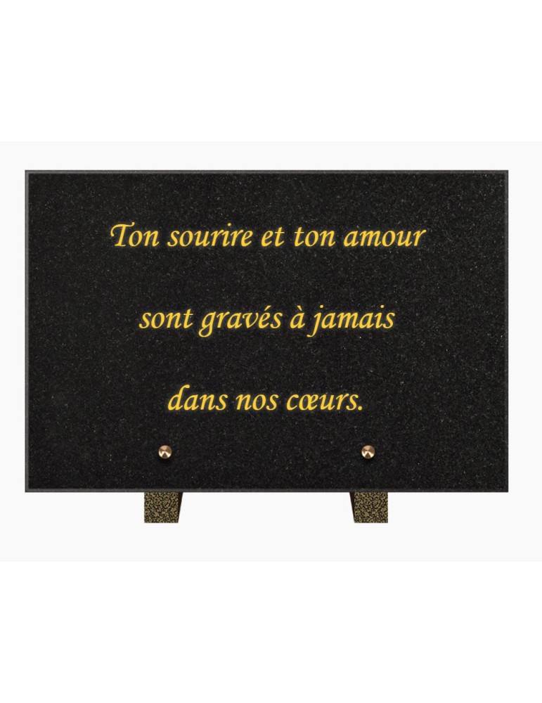 PLAQUE FUNÉRAIRE GRANIT NOIR MARLIN 20x30 SUR PIEDS TFP9001-105