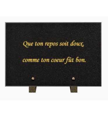 PLAQUE FUNÉRAIRE GRANIT NOIR MARLIN 20x30 SUR PIEDS TFP9001-107