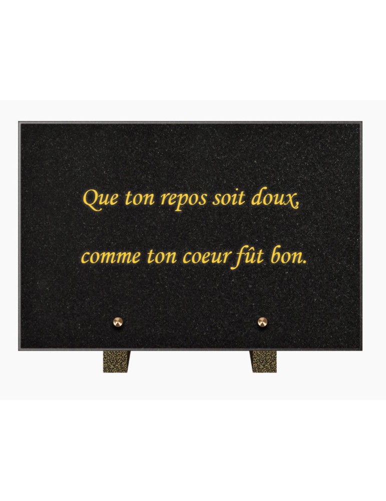 PLAQUE FUNÉRAIRE GRANIT NOIR MARLIN 20x30 SUR PIEDS TFP9001-107