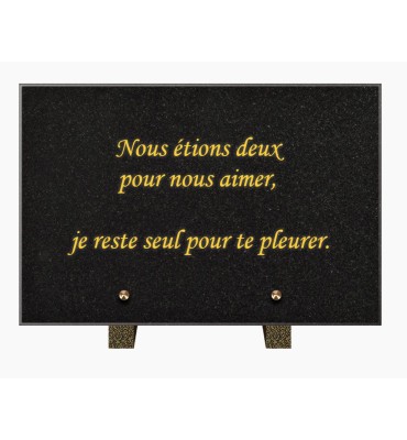 PLAQUE FUNÉRAIRE GRANIT NOIR MARLIN 20x30 SUR PIEDS TFP9001-108