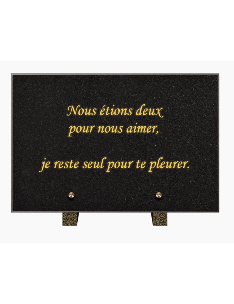 PLAQUE FUNÉRAIRE GRANIT NOIR MARLIN 20x30 SUR PIEDS TFP9001-108