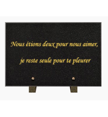 PLAQUE FUNÉRAIRE GRANIT NOIR MARLIN 20x30 SUR PIEDS TFP9001-109