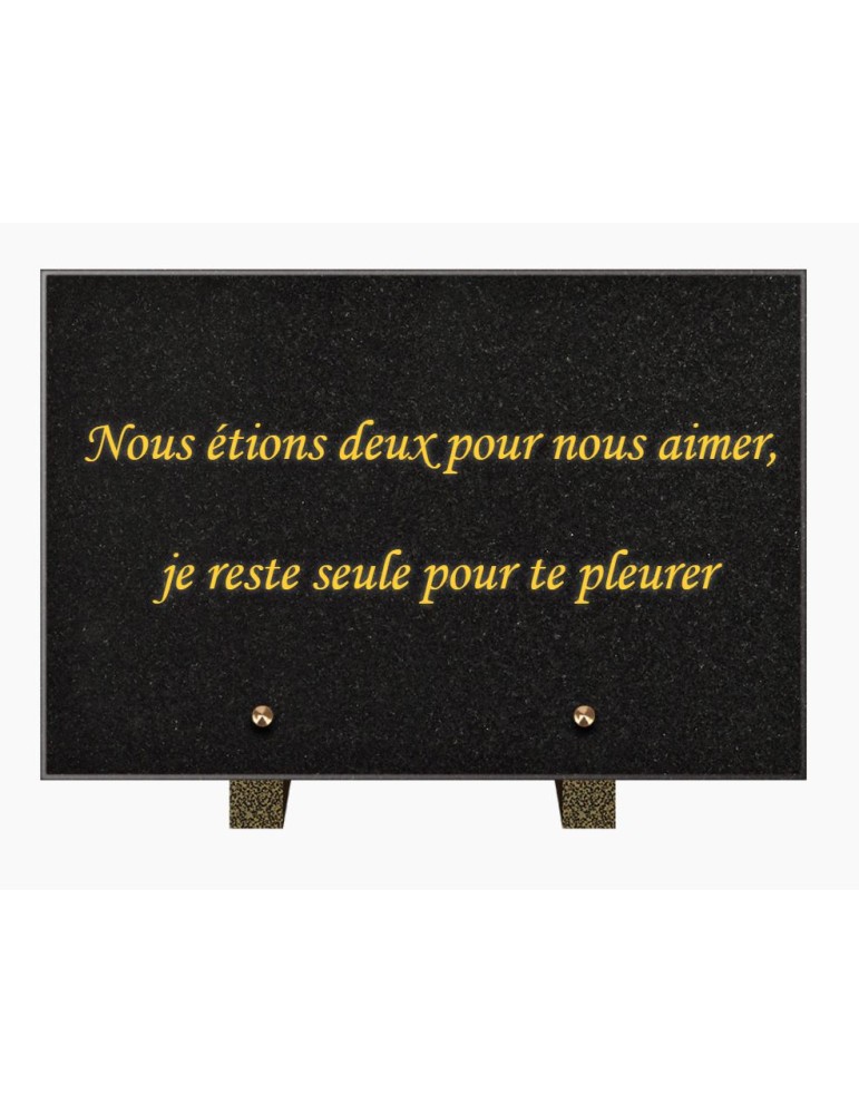 PLAQUE FUNÉRAIRE GRANIT NOIR MARLIN 20x30 SUR PIEDS TFP9001-109